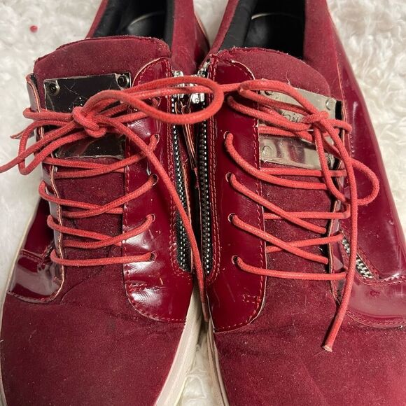 Giuseppe Zanotti Burgundy red Sneakers Low Top Double Zipper Size EU 41 US8 - Picture 4 of 12